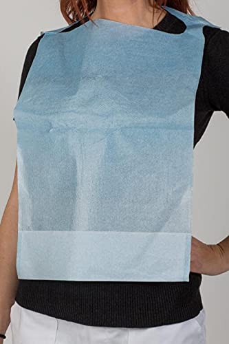 Einweg-Lätzchen für Erwachsene, 2 Schichten, 100 Stück, mit saugfähigen und wasserdichten Sammelbeuteln. Pack of 50 Dinner Bibs with PE Coating and Practical Collection Pocket