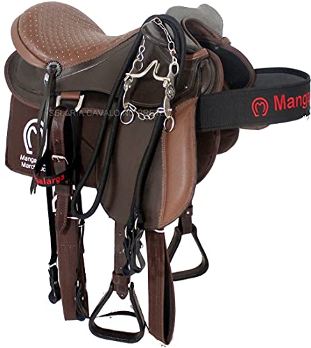 Sela de Cabeça Marrom Arreada Completa com Acessórios Manta Peitoral e Cabeçada Rédea Freio Sela par