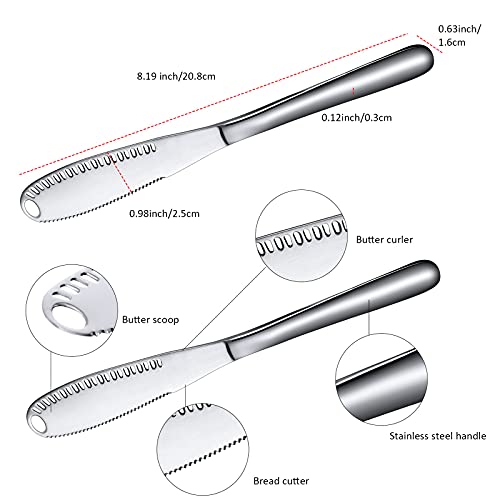 3 Pack Stainless Steel Butter Spreader Knife, 3 In 1 Kitchen Gadgets, Curler, Butter Grater, Multi-Function Butter Spreader And Grater With Serrated Edge, Shredding Vegetables Fruits #TOP1