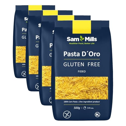 Sam Mills - Fideos Sin Gluten - 1 paquete de 2000 g - 100% Harina de Maíz - Fabricado en Instalaciones Sin Gluten - Mejora el Tránsito Intestinal - Ideal para Dietas Veganas
