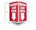 Accuform PSP326 Projection Sign 3D, Emergency Alarm Station (Arrow)", 12" x 9" Panel, 0.10" Thick High-Impact Plastic, Pre-Drilled Mounting Holes, White on Red
