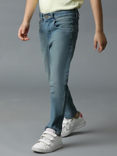 Image of Tales & Stories Boys Slim Fit Denim Jeans | 5-Pocket Stylish Mid-Rise Pants| Durable Cotton Denim Lycra with Button Closure | Casual Wear