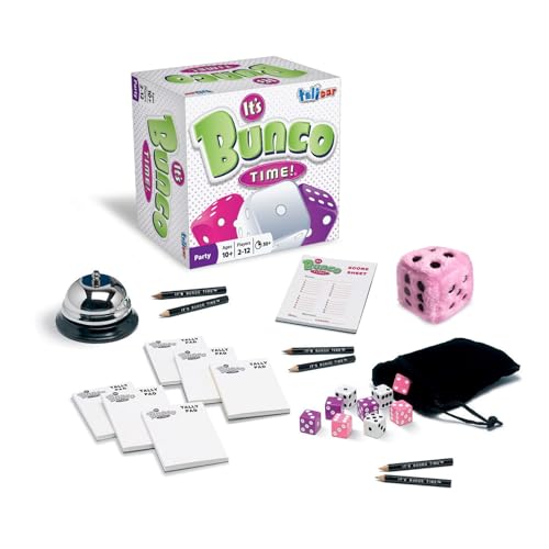 Bunco Deluxe Dice Party Game Set - Fast-paced Fun for 4-12 Players Complete with Die and Game Bell - Ideal for Bunco Party