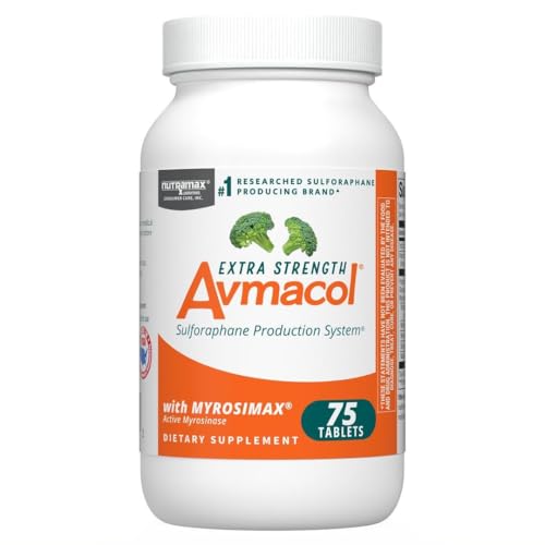 Nutramax Laboratories Avmacol Extra Strength #1 Researched Sulforaphane-Producing Brand for Detoxification with Glucoraphanin and Active Myrosinase, Immune Health, Adults & Children, 75 Tablets