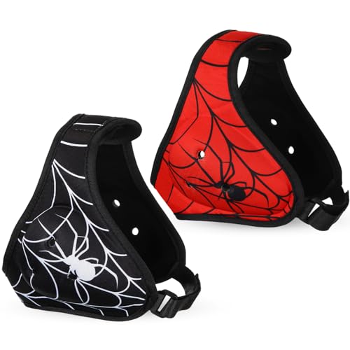 Tellegloww 2 Pcs Spider Wrestling Headgear for Kids Youth Black Red Adjustable Soft Grappling Headgear Wrestling Ear Guard Protective Gear for Sparring Brazilian Jiu Jitsu Training Sparring Mma Combat