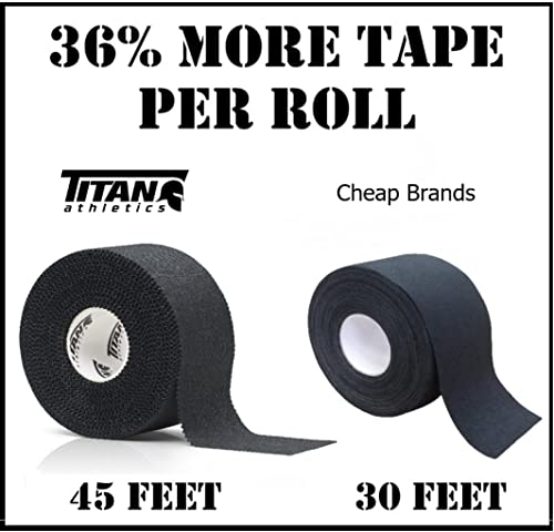 Titan Athletics - 12 Pack - Premium Quality Black Athletic Tape/Sports Tape - 1 1/2 Inch X 45 Feet Per Roll - 100 Percent Cotton With Zinc Oxide - Easy Tear Zig Zag Design. #TOP3