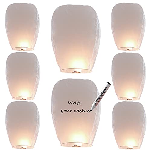 Chinese Lanterns 20 Pack White, Sky Lantern is a Must Have Prop for Party and Memorial. Flying Lanterns Make Outdoor Activities More Fun. Floating Lanterns are Biodegradable.