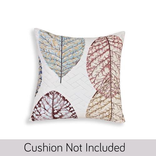 Image of HOKIPO Printed Cushion Cover 16x16 in, Multicolor Linden Leaf