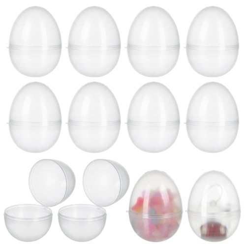 JOINPAYA 20pcs Clear Fillable Easter Egg: Transparent Clear Eggs Plastic Containers Empty Large Enough to Hold for Easter Hunt Decoration