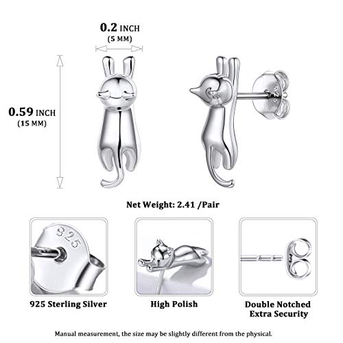 ChicSilver Hypoallergenic 925 Sterling Silver Cute Animal Earrings for Women Lovely Cat/Hedgehog/Turtle Stud Earrings for Sensitive Ears(with Gift Box)4