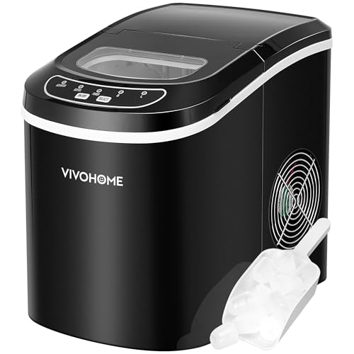 VIVOHOME Electric Portable Compact Countertop Automatic Ice Cube Maker Machine with Hand Scoop and Self Cleaning Function 26lbs/Day Black by VIVOHOME - Used condition - US$80.37