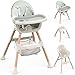 Baby High Chair, 4-in-1 Convertible Highchairs, Adjustable Height,Comfortable Toddler Chair & Table,Removable Double Tray,Ergonomic Feeding Portable for 6 Months to 5 Years,Green