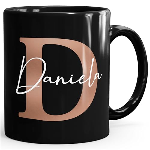 SpecialMe® Kaffee-Tasse Monogramm mit Buchstabe Initiale personalisiert mit Namen persönliche Geschenke Schwarz standard