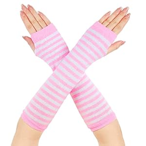 Lange armwarmers, gestreept, vingerloze handschoenen voor vrouwen