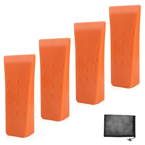 Riisoyu 4 Pièces Coins D'Abattage D'Arbres, 6 Pouces Coin abattage plastique pour Jardinage avec Poche Coin Éclateurspour Fendre le Bois Cales Forestières pour la Foresterie et les Tronçonneuses