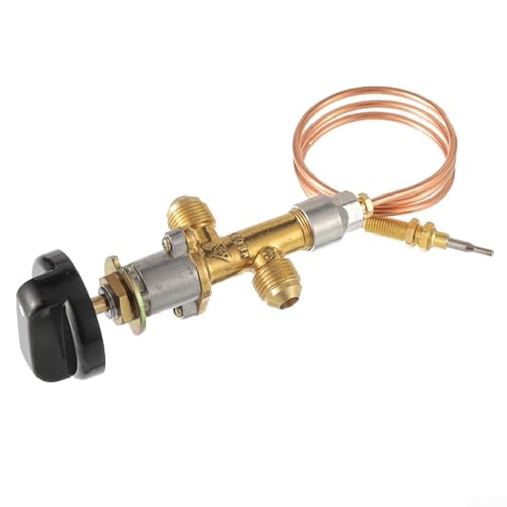 Sicherheitsregelventil-Set, Niederdruck Lpg Propangas Kamin Feuerstelle Flammenausfall Sicherheitsregelventil Kit inklusive Ventil, Knopf und Thermoelementdraht für Gasgrill Kamin Grill 12 x 6 x 5 cm