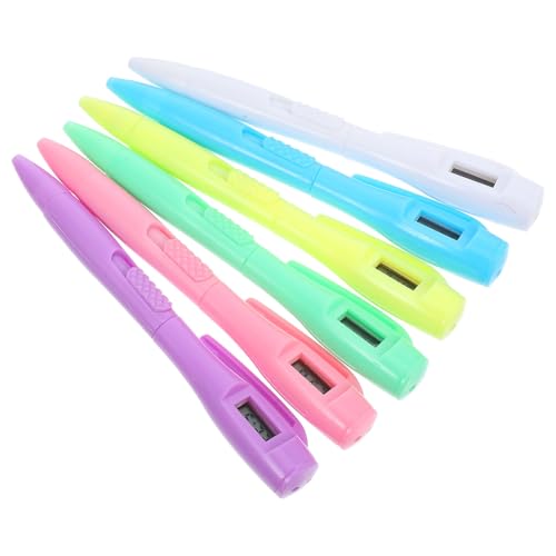 UTHCLO 6pcs Digital Ballpoint Pens for Exams with Watch Embedded Fine Tip, Multi-color Gel Study and Note-taking Pens for Students and Office Use