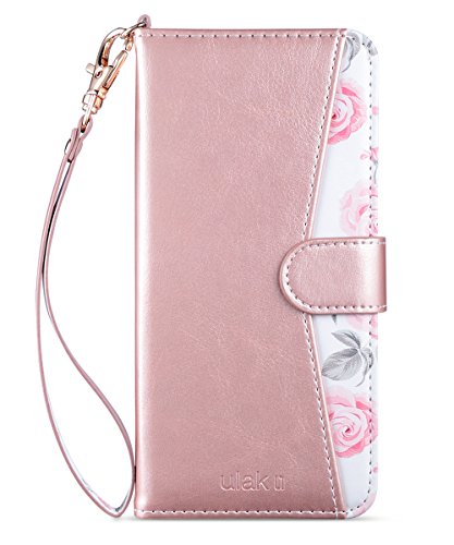 ULAK Galaxy S8 Case, Galaxy S8 Wallet Case, PU Leather Wallet Case with Kickstand Card Holder ID Slot and Hand Strap Protective Cover for Samsung Galaxy S8, Rose Gold (Will not Fit S8 Plus)