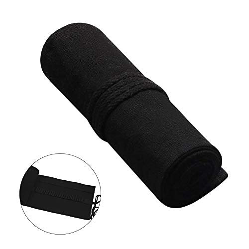 Preisvergleich Produktbild Stifterolle Federmäppchen, Leinwand Pencil Wrap, Künstler Federmäppchen 72 LöcherGroße Kapazität Mäppchen Bleistift Beutel Roll Up Leinwand Buntstift Tasche für mädchen Jungen Schwarz