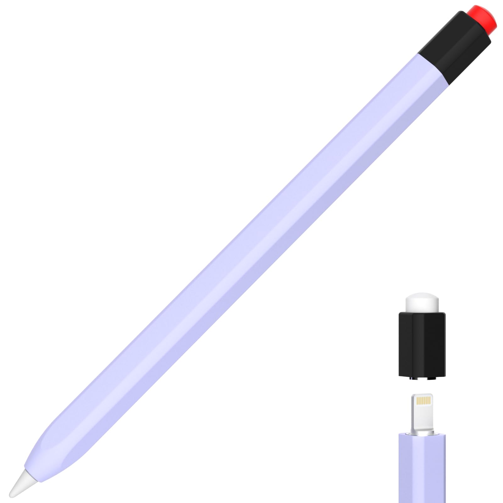 AZF Pencil Case Compatible with Apple Pencil 1st Generation Case, New Two Color Pen Cap Match, Silicone Protective, Comfortable Silicone Feel. (Lavender Purple)