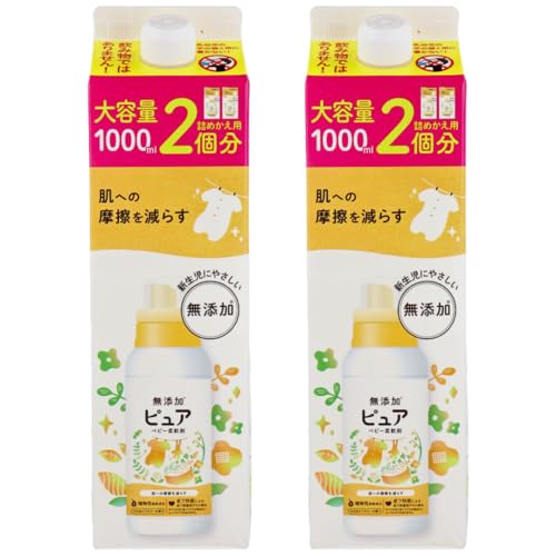 【まとめ買い】 ピジョン 無添加ピュア 赤ちゃんの柔軟剤 フラワーの香り つめかえ用 2個分 1000ml (2個セット)