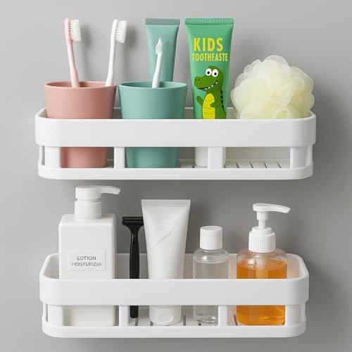 Image of perpetual Bathroom Organiser, Self Adhesive Bathroom Shelf for Wall, Washroom Organizer, Bathroom Rack Stand Without Drilling (3 Pcs) A