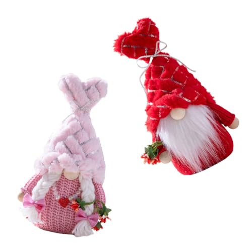 Gnomes de Saint-Valentin en peluche couple rouge et rose idée cadeau romantique maison