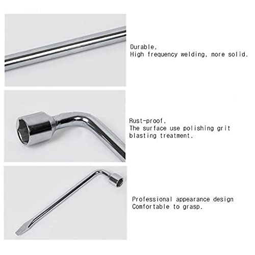 Car Spare Tire Wrench, 19Mm L-Type Hexagon Slotted End Socket Repair Tool Car Spare Tire Lug Wrench For Jack #TOP2