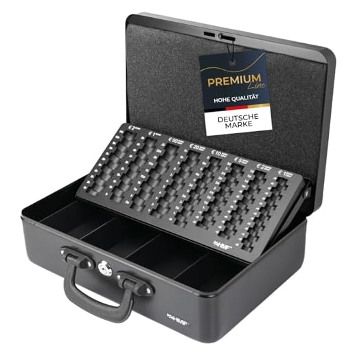 HMF 22037-02 Geldkassette Geldzählkassette 2 Tragegriffe, 36 x 25 x 11 cm, schwarz