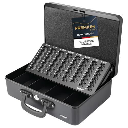 HMF 22037-02 Geldkassette Geldzählkassette 2 Tragegriffe, 36 x 25 x 11 cm, schwarz