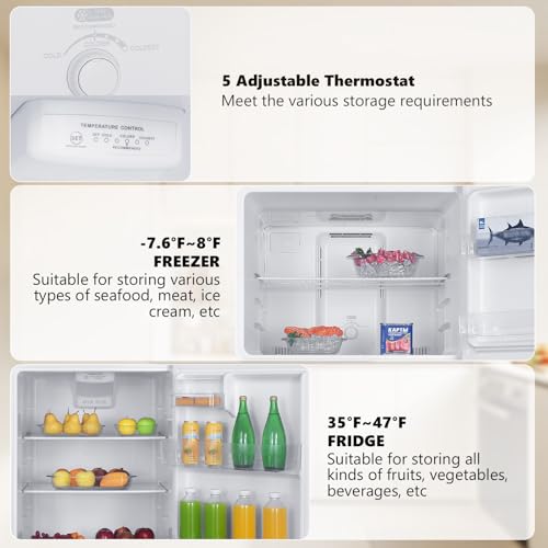 Image of Electactic 17.6 Cu. Ft. Top Freezer Refrigerator, 2 Door Fridge with Freezer, Full Size Refrigerator with Digital Temp Control, Garage Ready, Removable Shelves for Kitchen Commercial, White