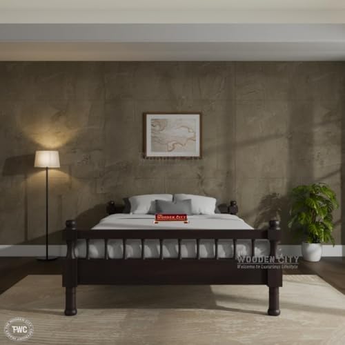 Image of Solid Sheesham Wood Single Bed Cot Without Storage | Single Size Bed for Bedroom | Multipurpose Use Bed- (Walnut) (216x99x53cm) (Recommend Mattress size-78x36 inch)