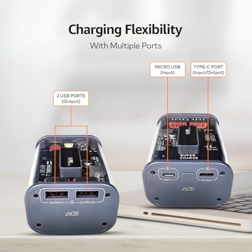 Image of itel Star 110F 10,000mAh Powerbank | Transparent Design | 22.5W Fast Charging | AIOT Device Compatible | LED Display | Multiport Output & Input | Type-C & Micro USB | for Android, iPhone | Black