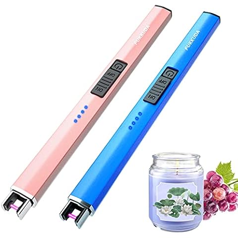 Electric Candle Lighter Plasma Arc Lighters Windproof & Flameless with USB Rechargeable Battery Double Safety Switch (Rose Gold & Sapphire Blue) Cover