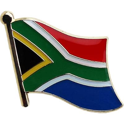 South Africa Flag Die-struck Metal Single Lapel Pin with Butterfly Clasp Closure