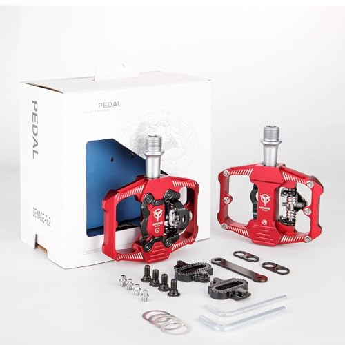 Pédales de VTT à 3 roulements scellés de précision et double plateforme rouge
