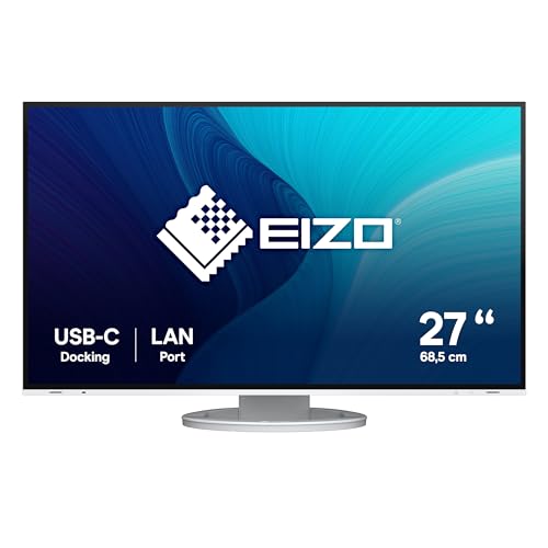 EIZO FlexScan EV2795-WT 68,5 cm (27 Zoll) Monitor (HDMI, USB 3.1 Hub, USB 3.1 Typ C, RJ-45 LAN, DisplayPort, 5 ms Reaktionszeit, Auflösung 2560 x 1440) weiß