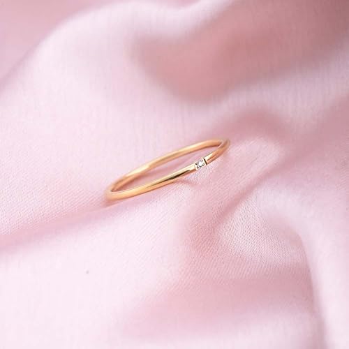 Image of PALMONAS Women's Smooth Thin Stacking Gold Ring | Minimal Demifine Jewelry | Waterproof Tarnish Proof | Lightweight Skin Friendly | Elegant Daily Wear | Gift for Girlfriend Women & Girls