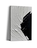 NANKAI Art Hand Painted Thick textured black and white Minimalist home wall Art Deco oil painting 36x24 inches