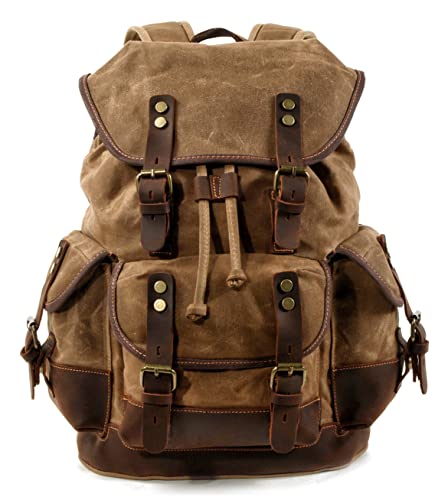 Vintage Backpack for Men and Women, Canvas Large Capacity Carry on Bags Casual Travel Hiking Camping Daypacks