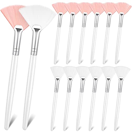 Patelai 14 Pieces Fan Brushes Applicator, Mask Brushes for Facial Makeup Tools for Face Cosmetic(Yellow)
