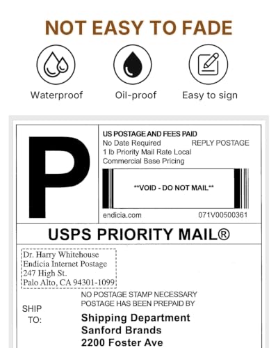 Image of Rongta Fanfold 4x6 Direct Thermal Labels, Perforated Shipping Label Printer Paper for Lable Printers, Clear Printing and Strong Adhesive (White 4x6, 1 Stacks | 500 Labels)