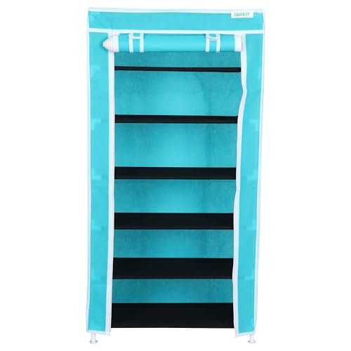 Image of FLIPZON Premium 6-Tiers Shoe Rack /Multipurpose Storage Rack with Dustproof Cover (Iron Pipes, Non Woven Fabric, Plastic Connector) (Green)