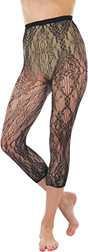 Image of ToBeInStyle Women's Single Floral Lace Fishnet Tights Footless & Stirrup Design