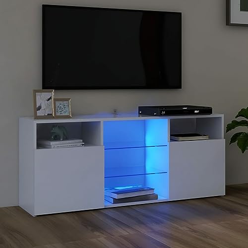 SECOLI TV Schrank led 120cm TV Lowboard mit LED TV Board LED Lowboard TV Schrank Fernsehschrank fernsehtisch tv Cabinet tv Bank TV möbel-Weiß-120x30x50 cm