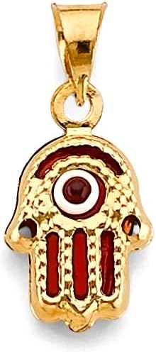 14k REAL Yellow Gold Evil Eye Hamsa Heart Charm Pendant - 8 Different Design Available