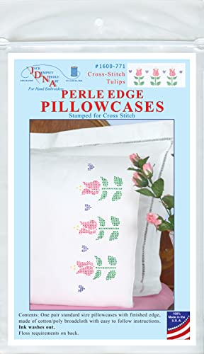 Image of Pillowcases, Cross-Stitch Tulips