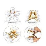 10 Pcs Small Mini Pearl Claw Clips with Flower Design, Sweet Artificial Bangs Clips Decorative Hair Accessories for Women Girls - Image 3