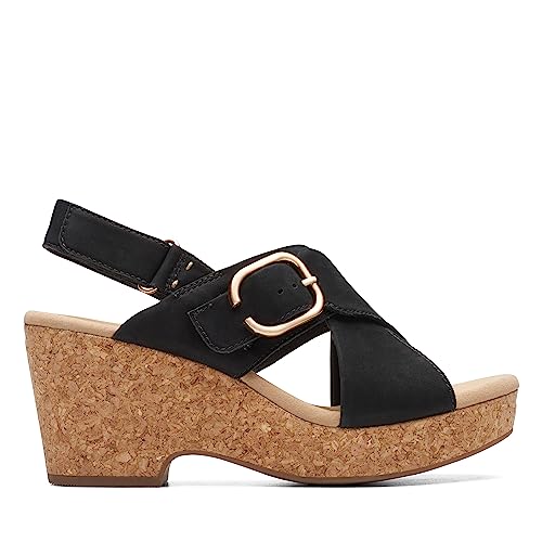 Clarks Women's Giselle Dove Sandal, negro, nobuck, 38 EU