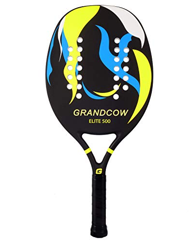 GRANDCOW Beach Tennis Paddle Racket Carbon Fiber with EVA Memory Foam Core Tennis Padel (Black)